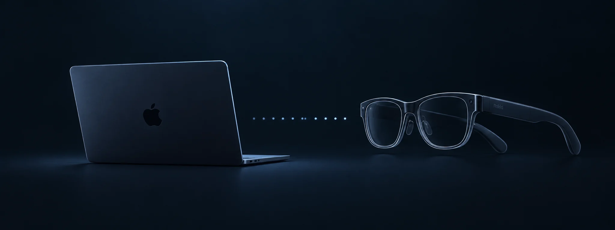 Illustration of a Mac connected to Rokid Glasses